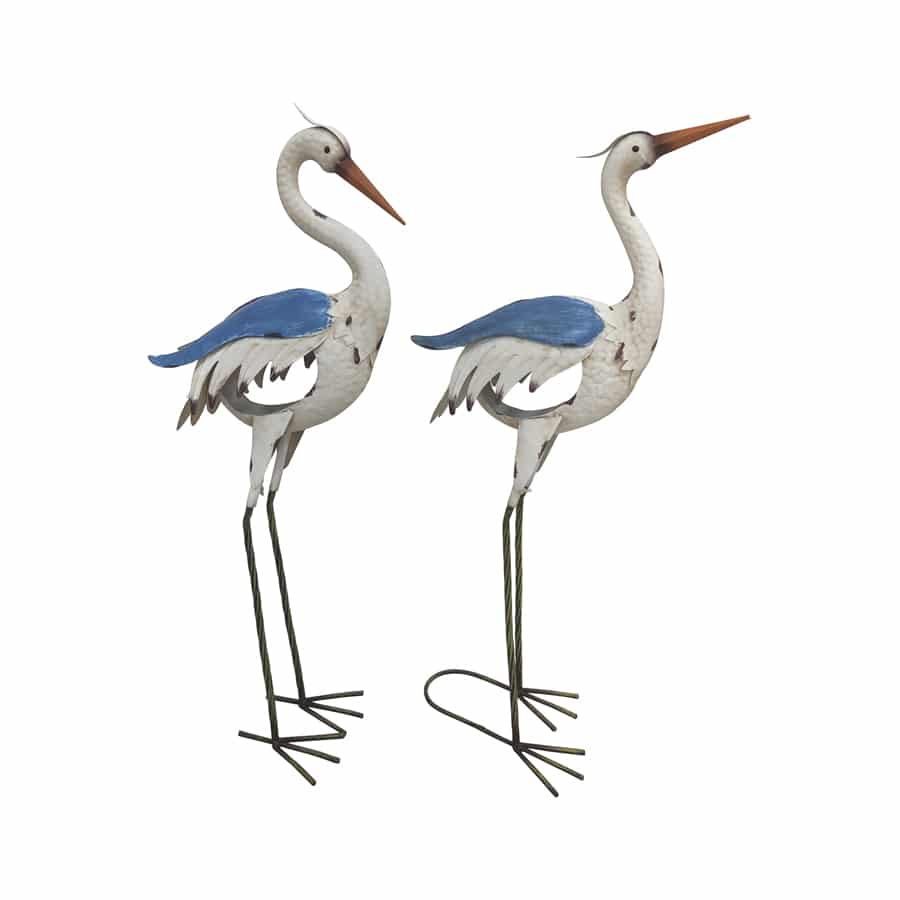 Set of 2 Outdoor Metal Decor Egret Crane Couple