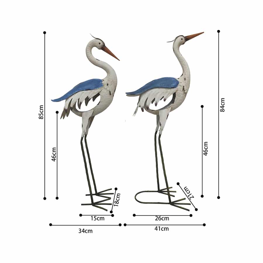 Set of 2 Outdoor Metal Decor Egret Crane Couple