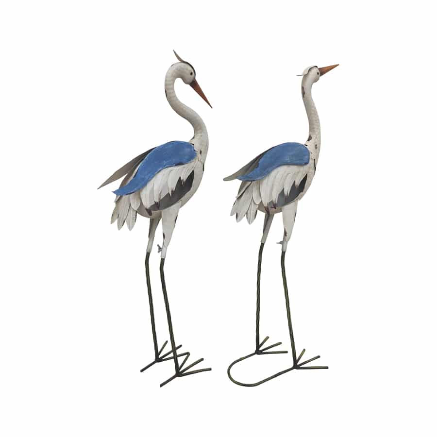 Set of 2 Outdoor Metal Decor Egret Crane Couple