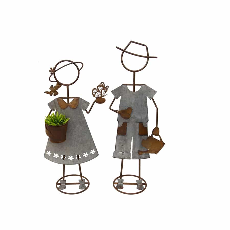 Metal Farm Kids Outdoor Plant Pot Stands Set of 2