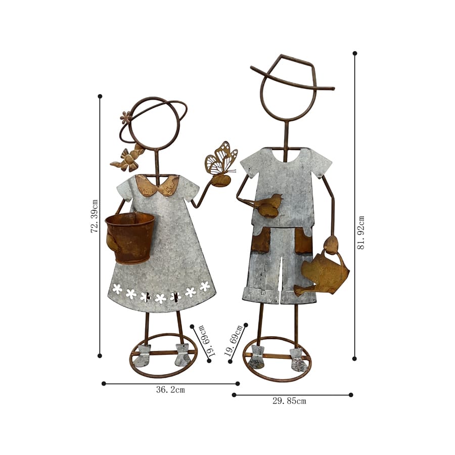 Metal Farm Kids Outdoor Plant Pot Stands Set of 2