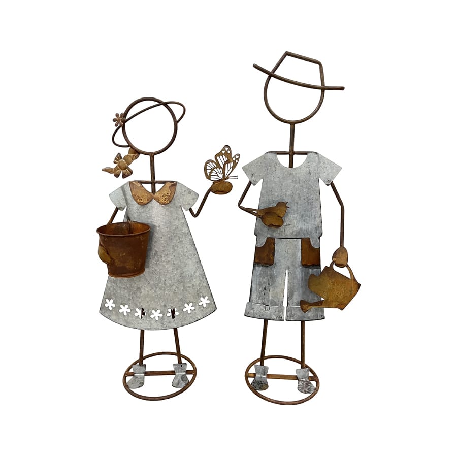 Metal Farm Kids Outdoor Plant Pot Stands Set of 2