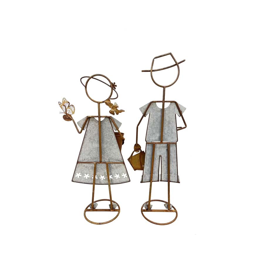 Metal Farm Kids Outdoor Plant Pot Stands Set of 2