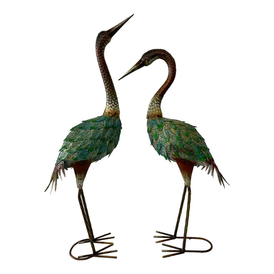 Metal Outdoor Decor Crane Couple Set of 2