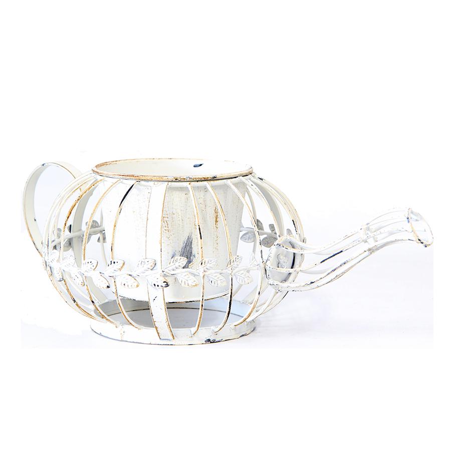 Antique White Teapot Planter Pot