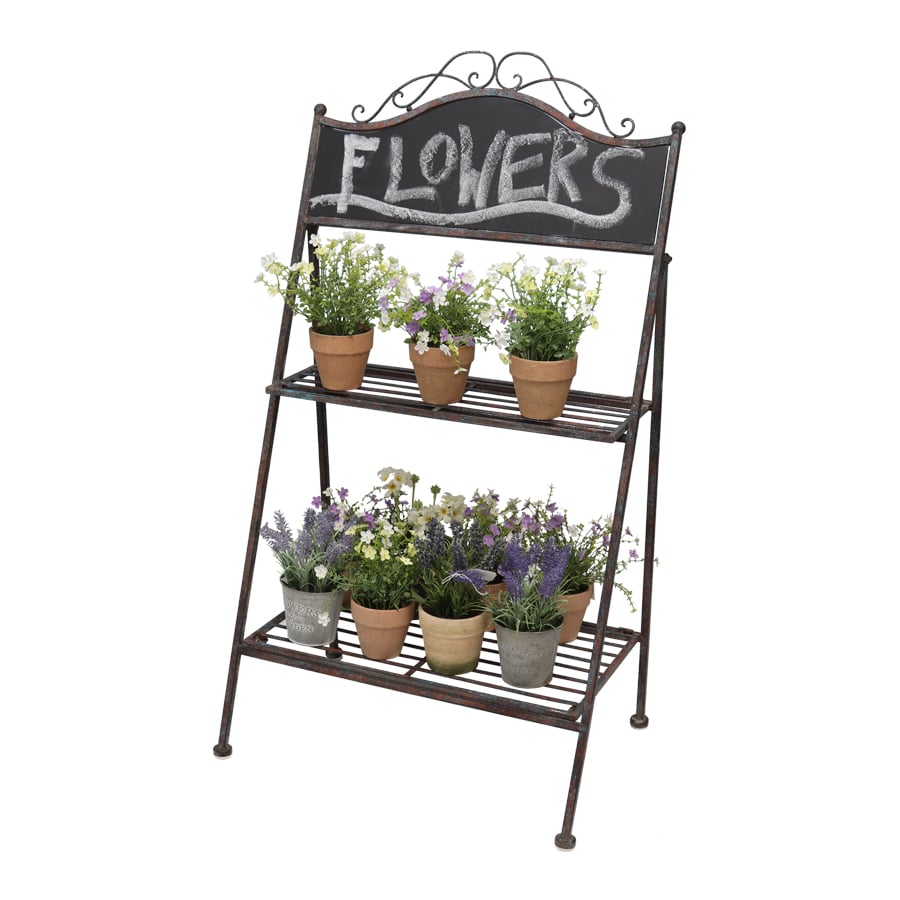 Two Shelf Garden Plant Stand With Chalkboard