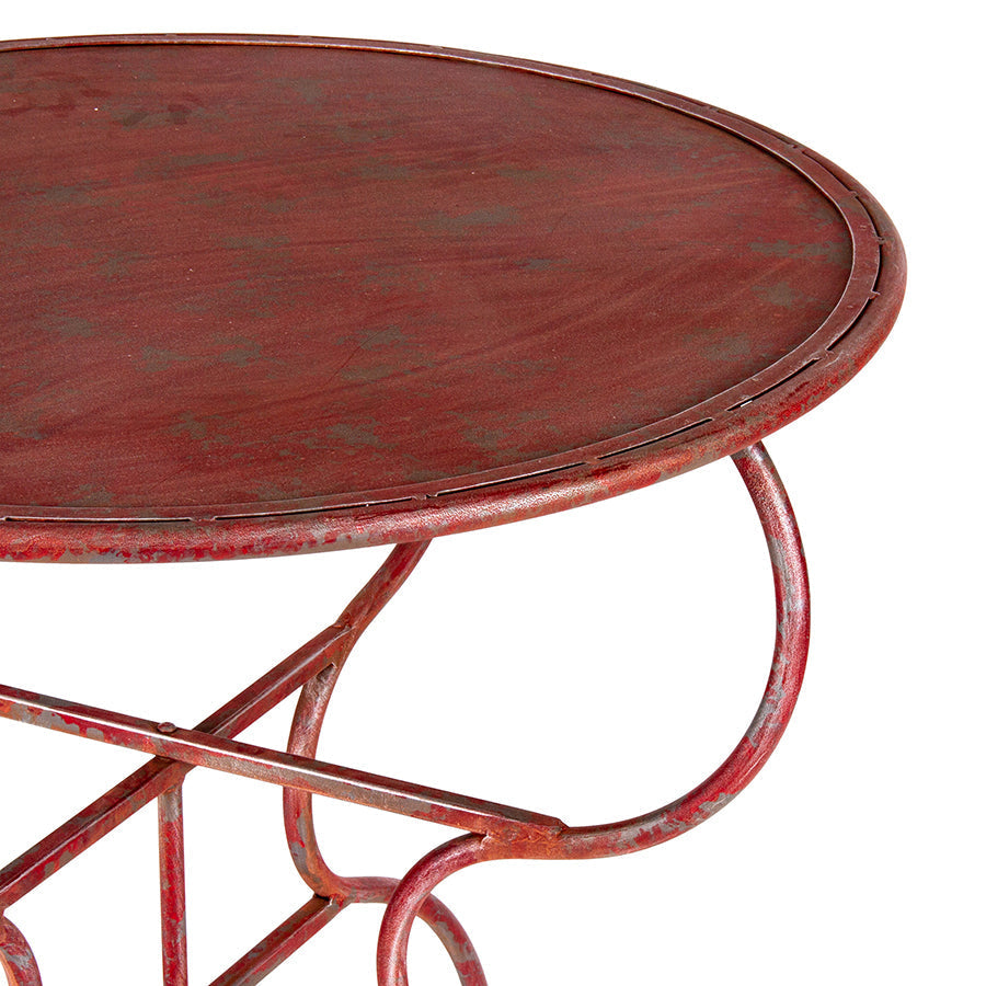 Outdoor Round 1 Table & 2 Chairs Set Antique Red