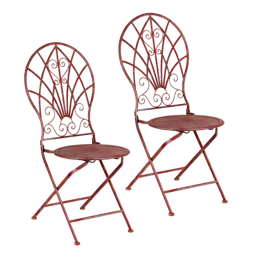 Outdoor Round 1 Table & 2 Chairs Set Antique Red