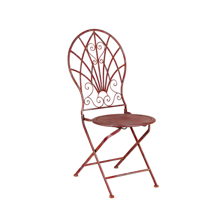 Outdoor Round 1 Table & 2 Chairs Set Antique Red