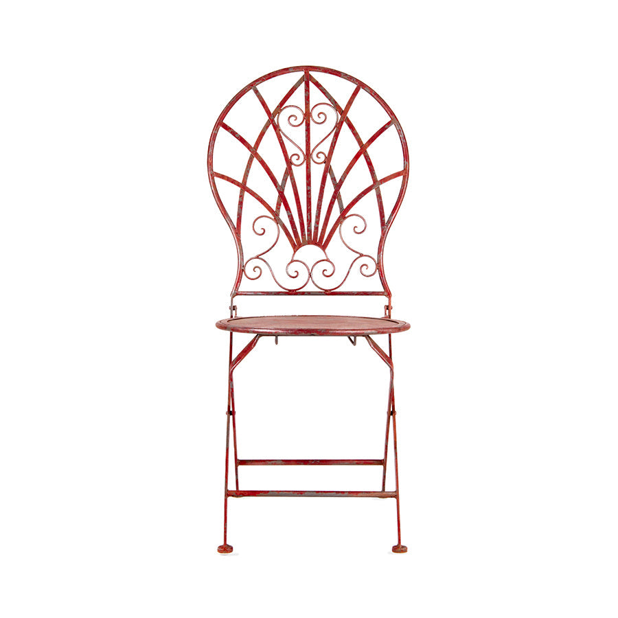 Outdoor Round 1 Table & 2 Chairs Set Antique Red