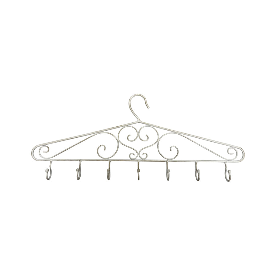 French Provincial 7 Hooks White Garden Wall Hangers