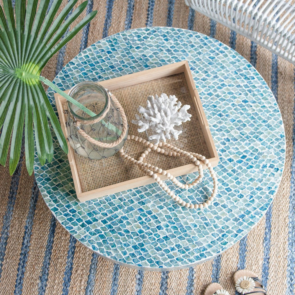 Blue Pearl Shell Coffee Table