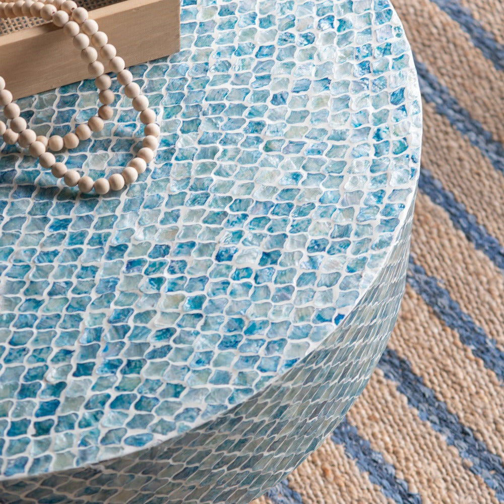 Blue Pearl Shell Coffee Table
