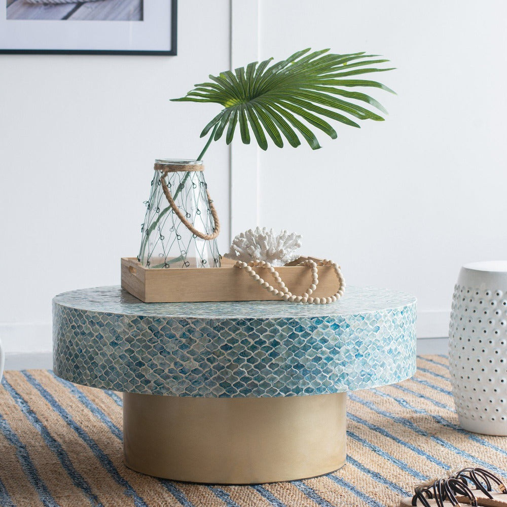 Blue Pearl Shell Coffee Table