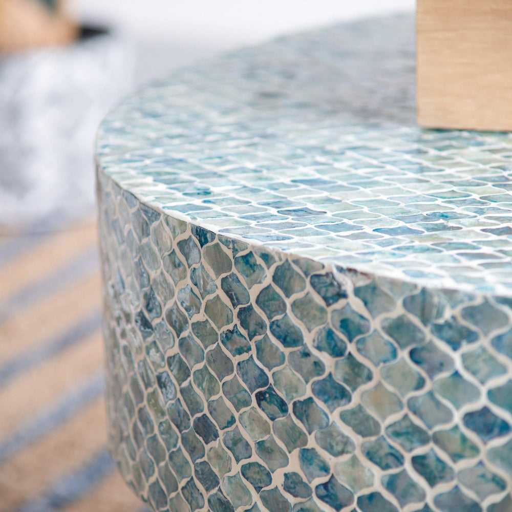 Blue Pearl Shell Coffee Table