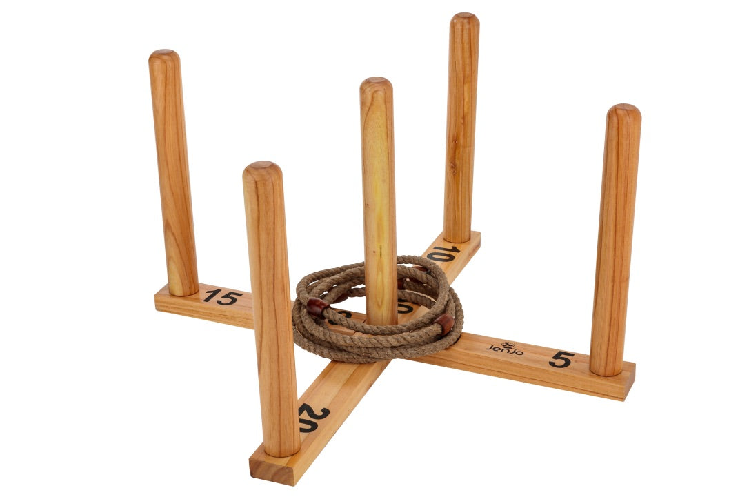 Mega Quoits Wooden Rope Ring Toss Outdoor Game 100cm