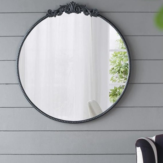 Round Ornate Metallic Wall Mirror 82cms