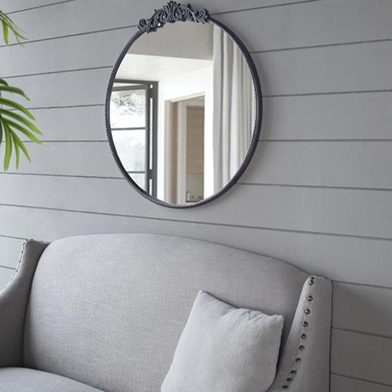 Round Ornate Metallic Wall Mirror 82cms