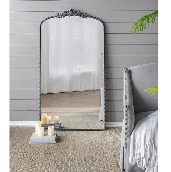 Long Ornate Metallic Floor Mirror 169 x 92cms