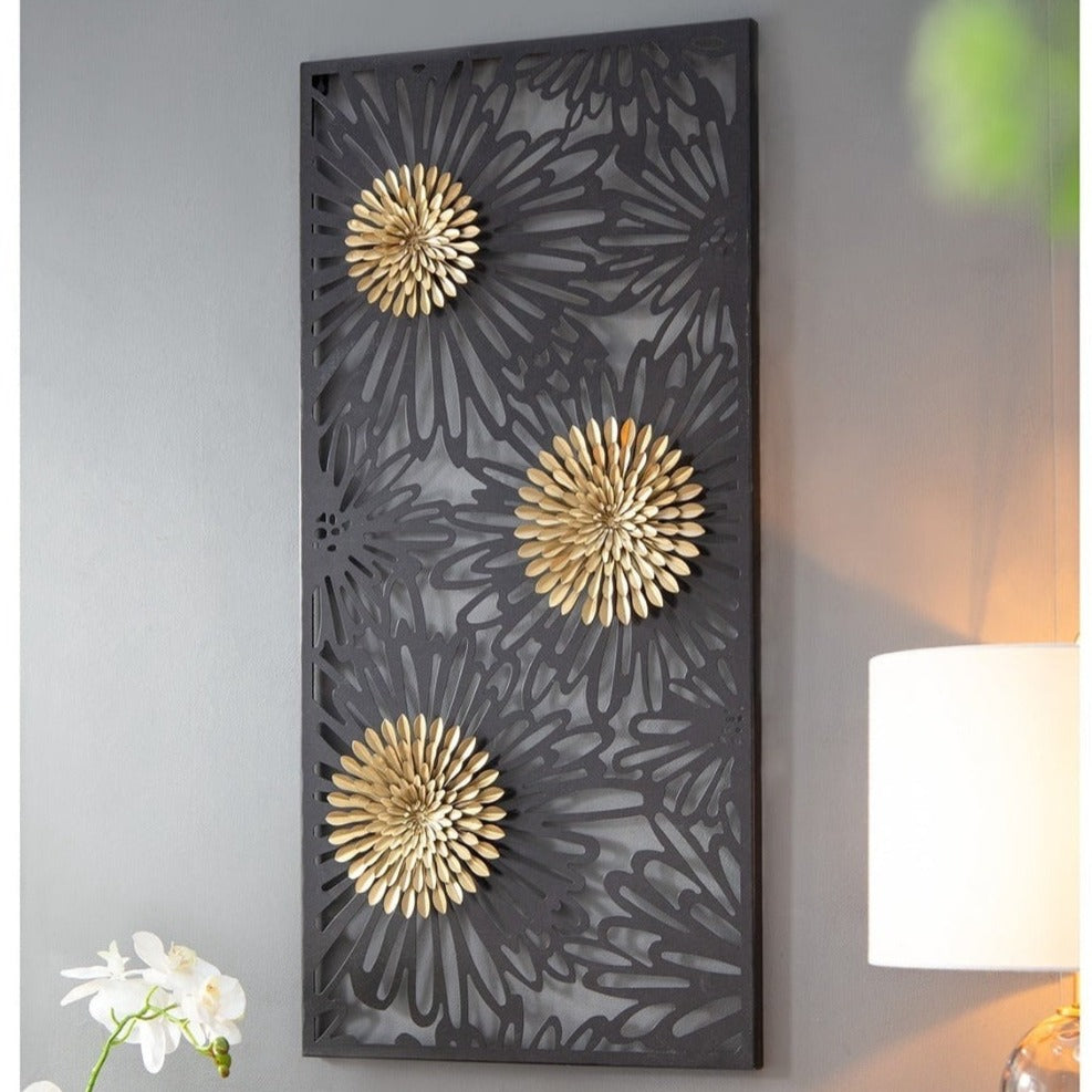 Golden Blooms Metal Wall Decor