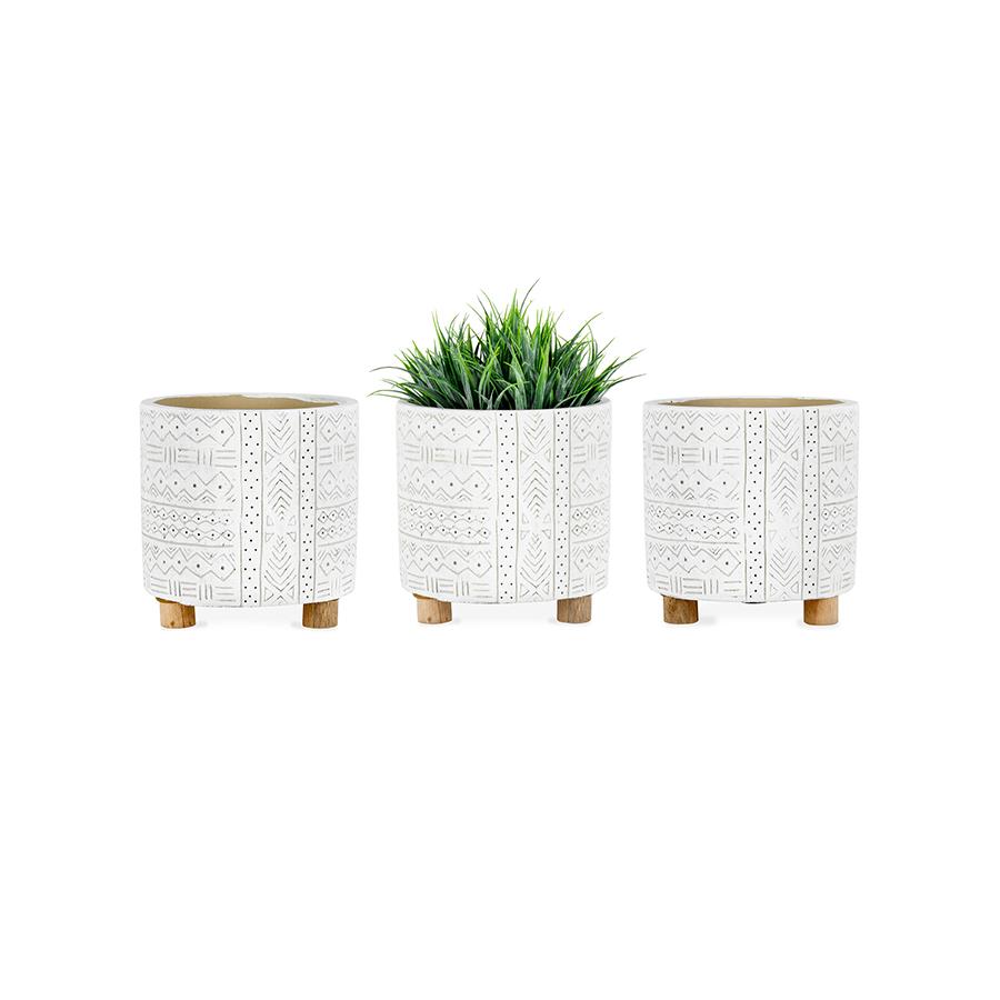 Hamptons White Plant Pots With Legs Set of 3