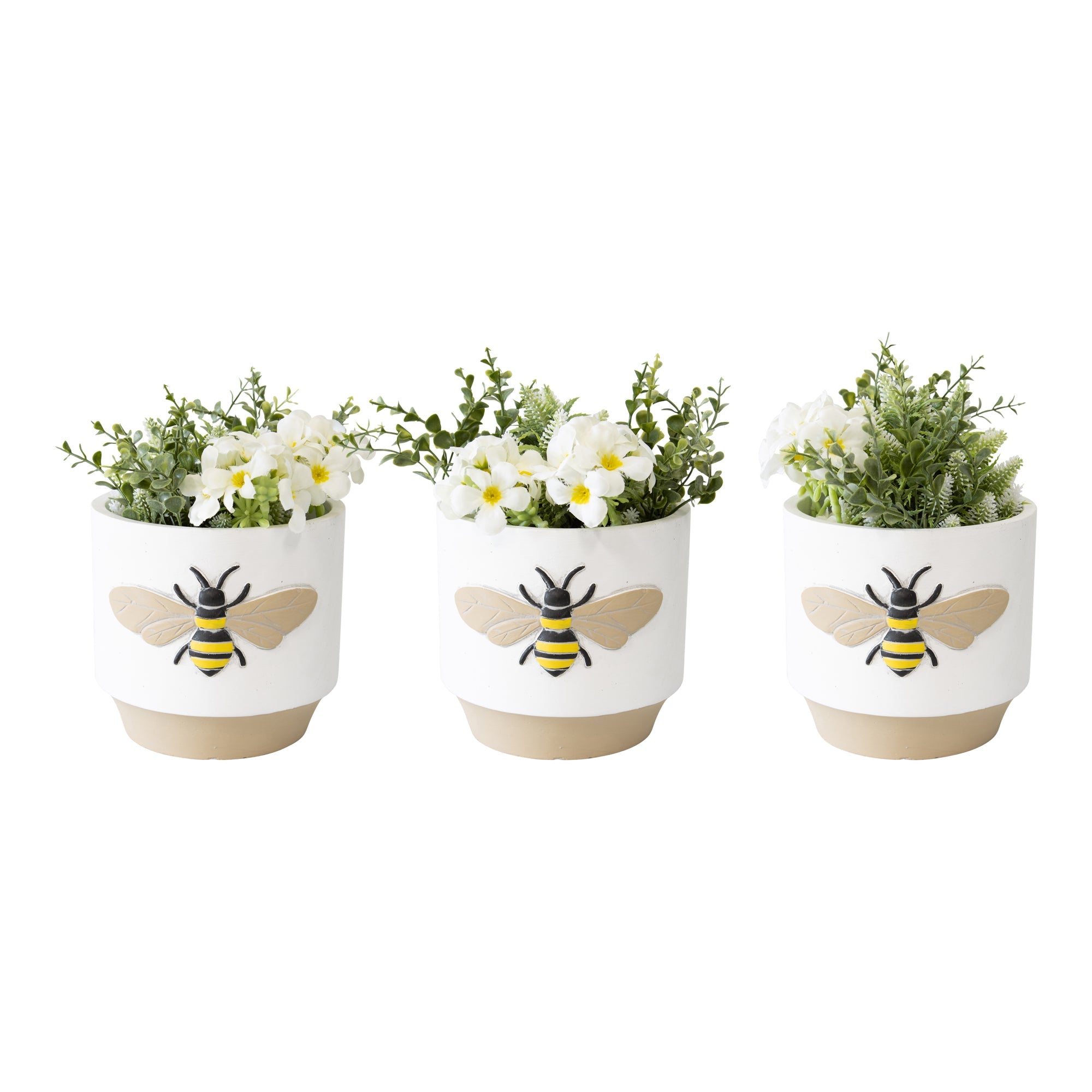 Set Of 3 Moulded Honeybee Planters