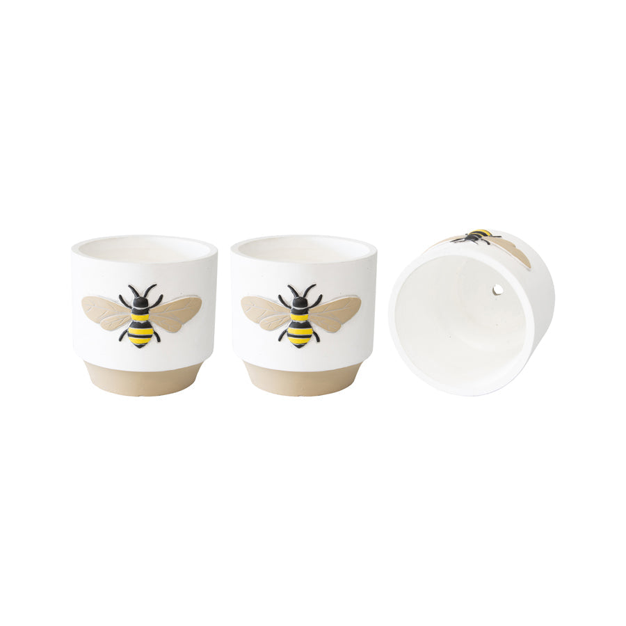 Set Of 3 Moulded Honeybee Planters