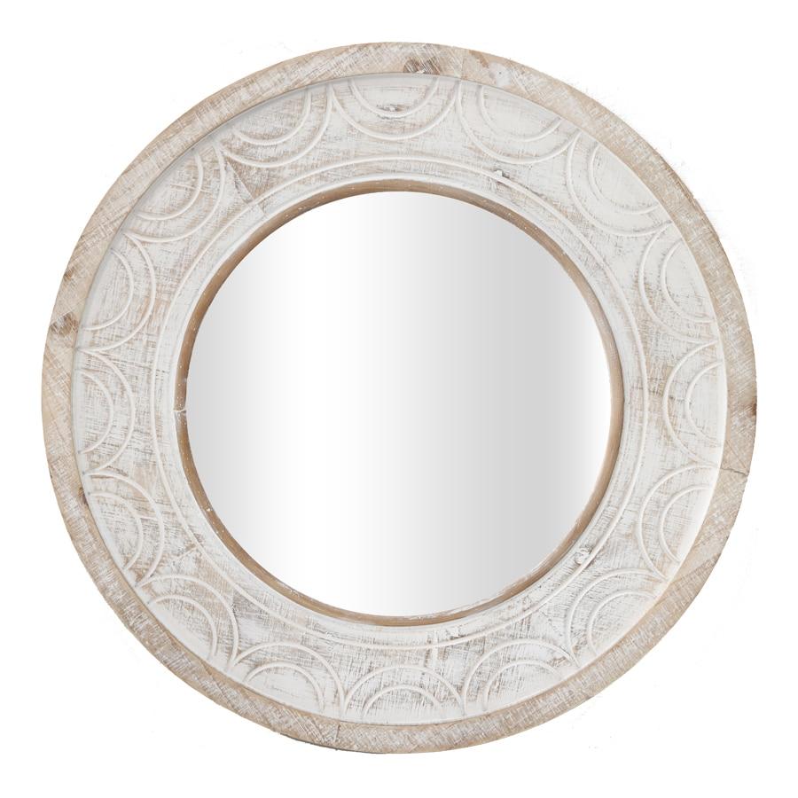 Large Carved Hamptons-Style Round Mirror 60cms