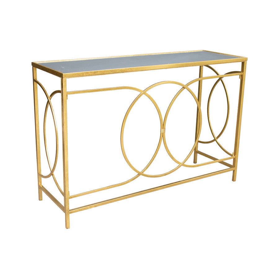 Aura Geometric Mirror-Top Console Table