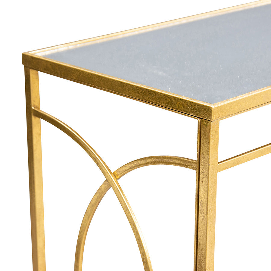 Aura Geometric Mirror-Top Console Table
