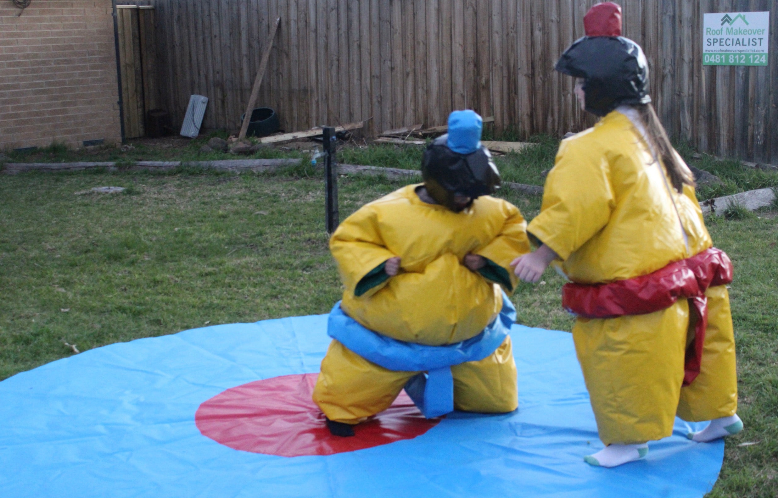 Kids Set Of 2 Sumo Suits With Helmets Gloves Mat