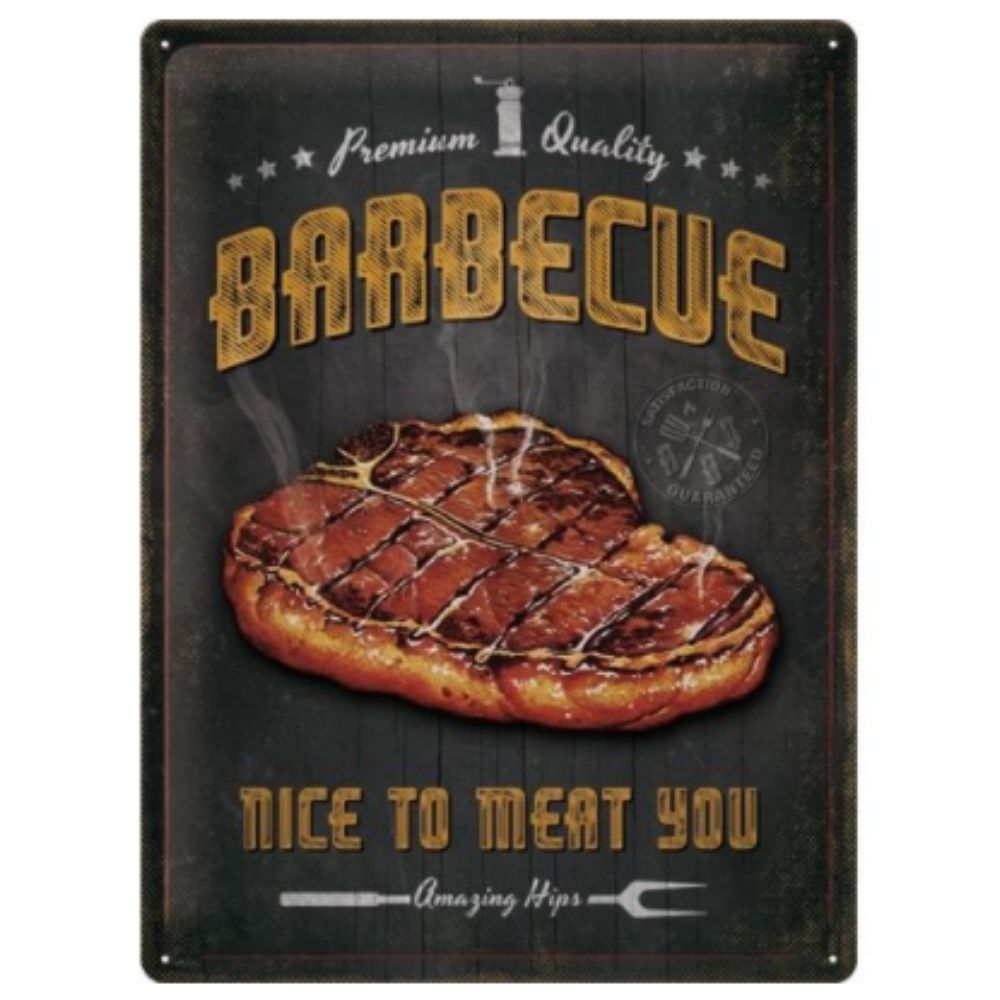 Barbecue Nice to Meat You Metal Sign