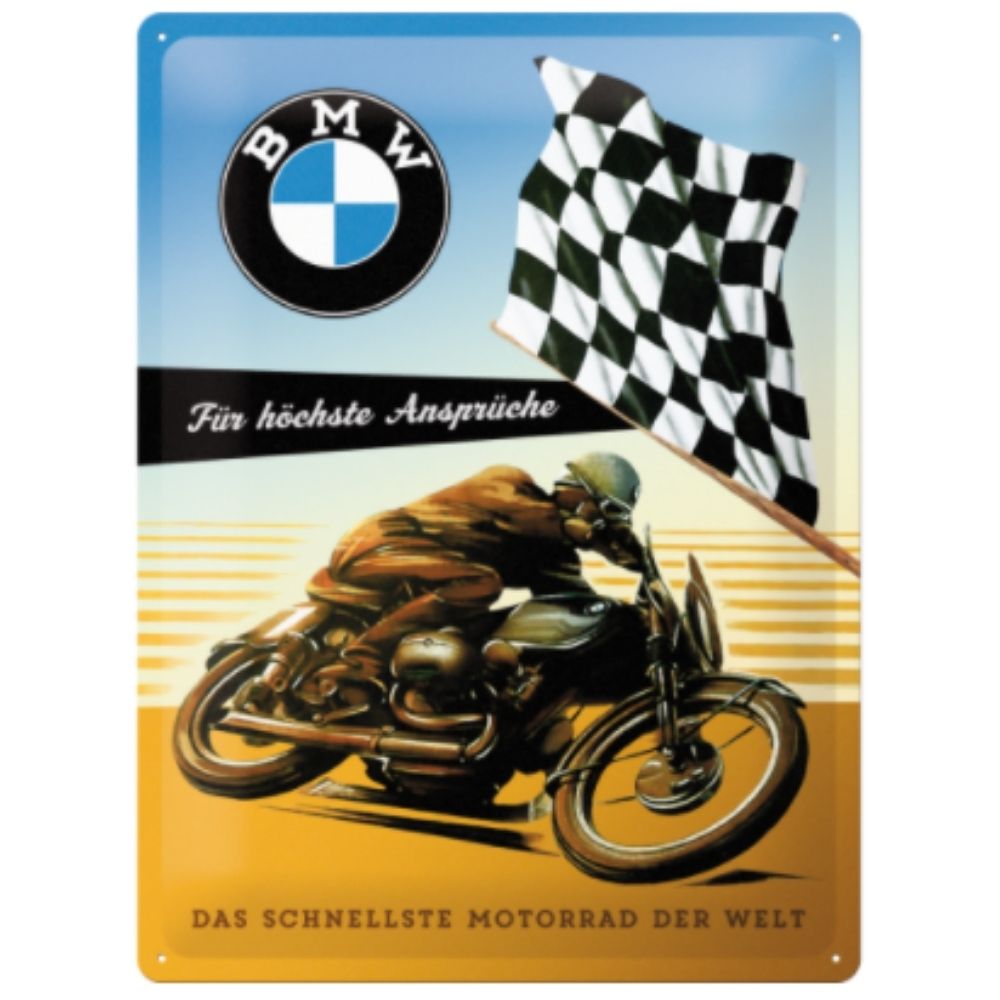 BMW Racing Motorcycle Metal Sign