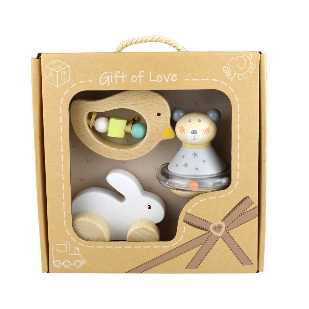 3Pcs Baby Wooden Gift Set Bunny Bird Bear