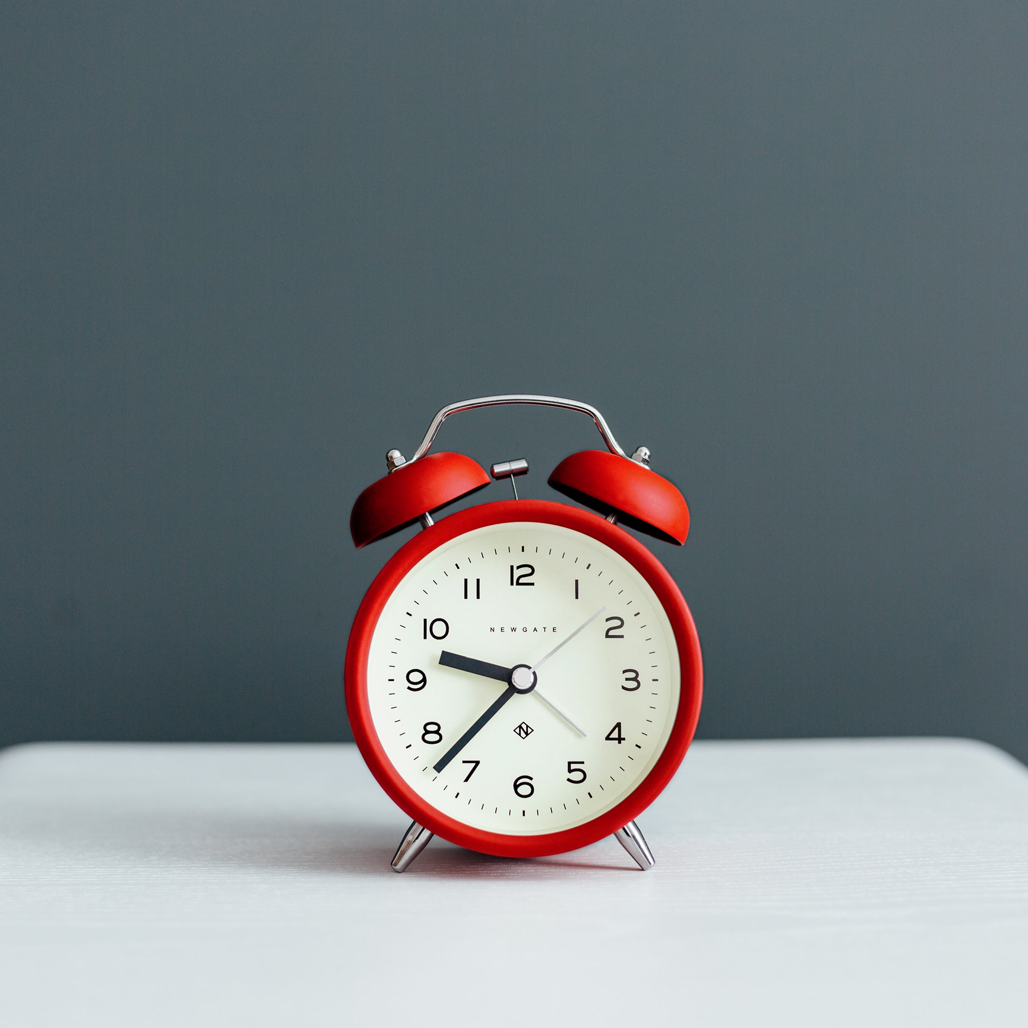 Newgate Charlie Bell Echo Alarm Clock Matte Fire Engine Red