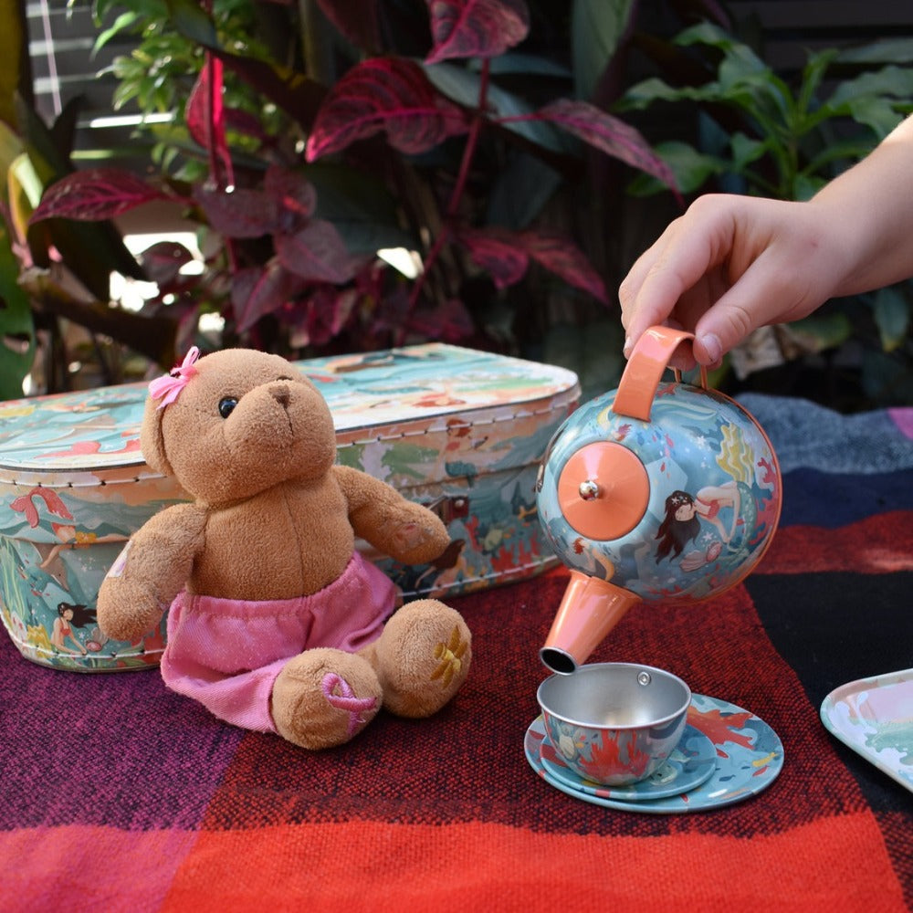 Kids Play Tin Tea Set In Suitcase - Mermaid