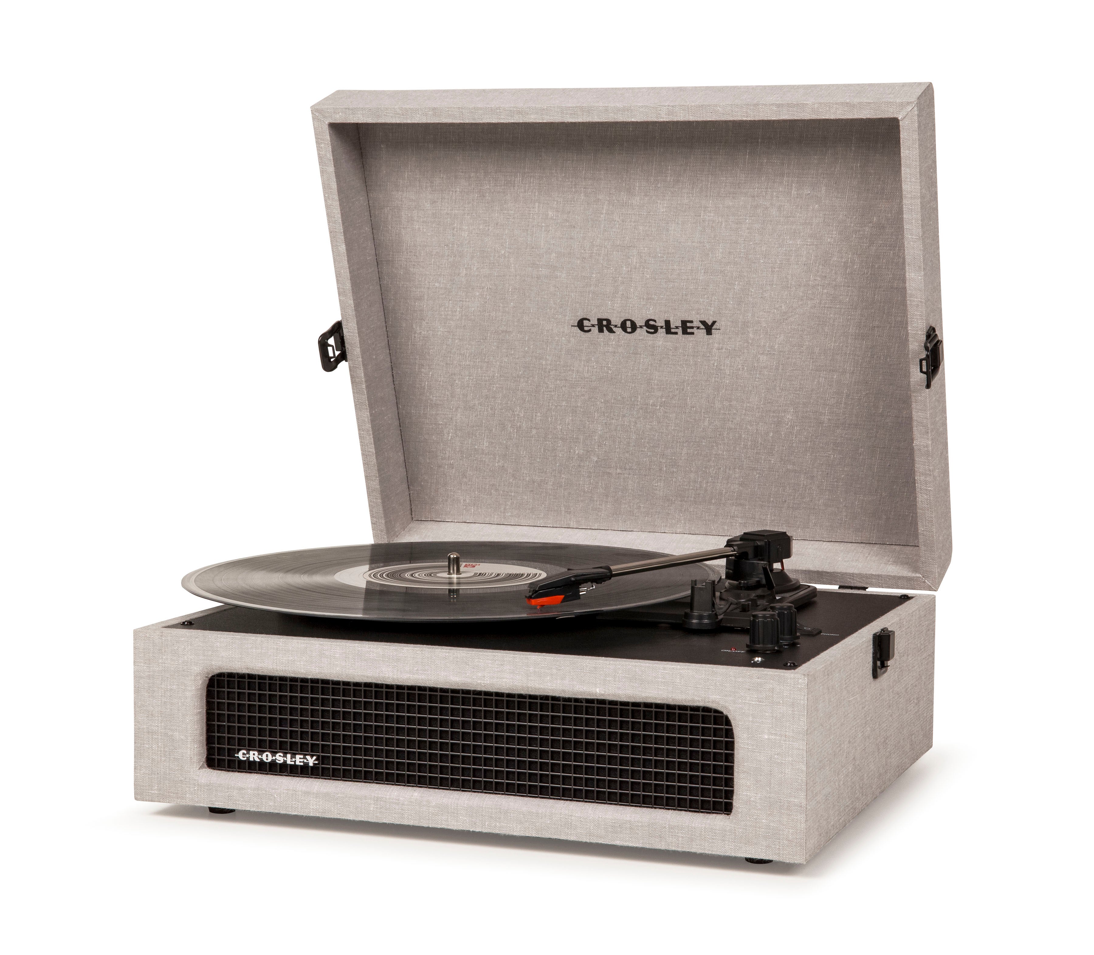 Crosley Voyager Bluetooth Portable Turntable - Grey + HolySmoke Bluetooth Speaker - Black BUNDLE
