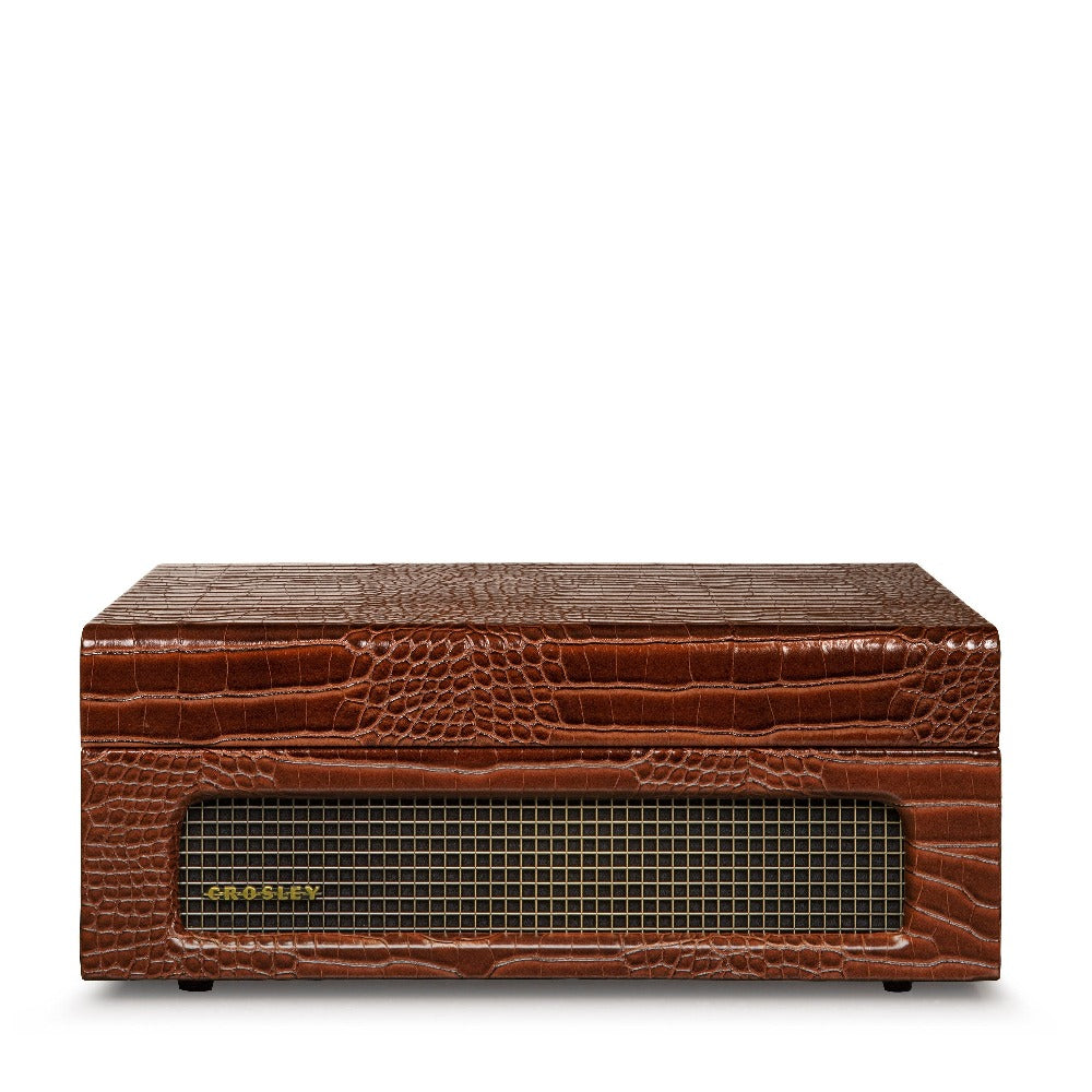 Crosley Voyager Bluetooth Portable Turntable - Brown Croc + Record Storage Crate BUNDLE