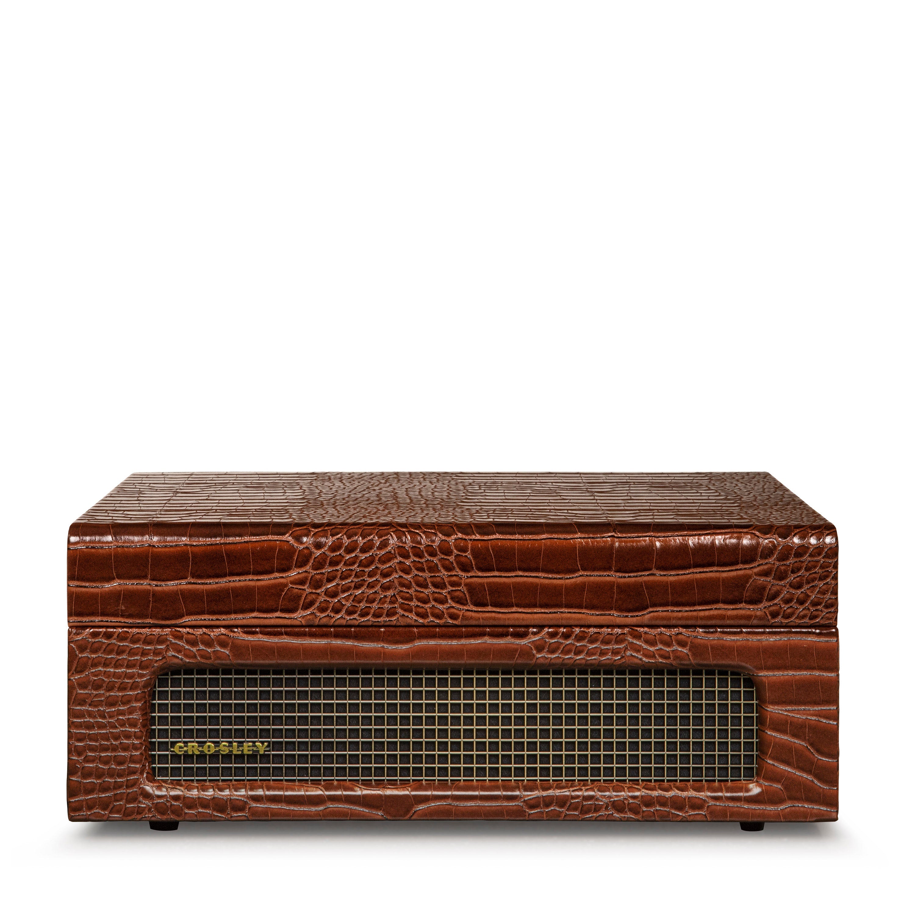 Crosley Voyager Bluetooth Portable Turntable - Brown Croc + HolySmoke Bluetooth Speaker - Black BUNDLE
