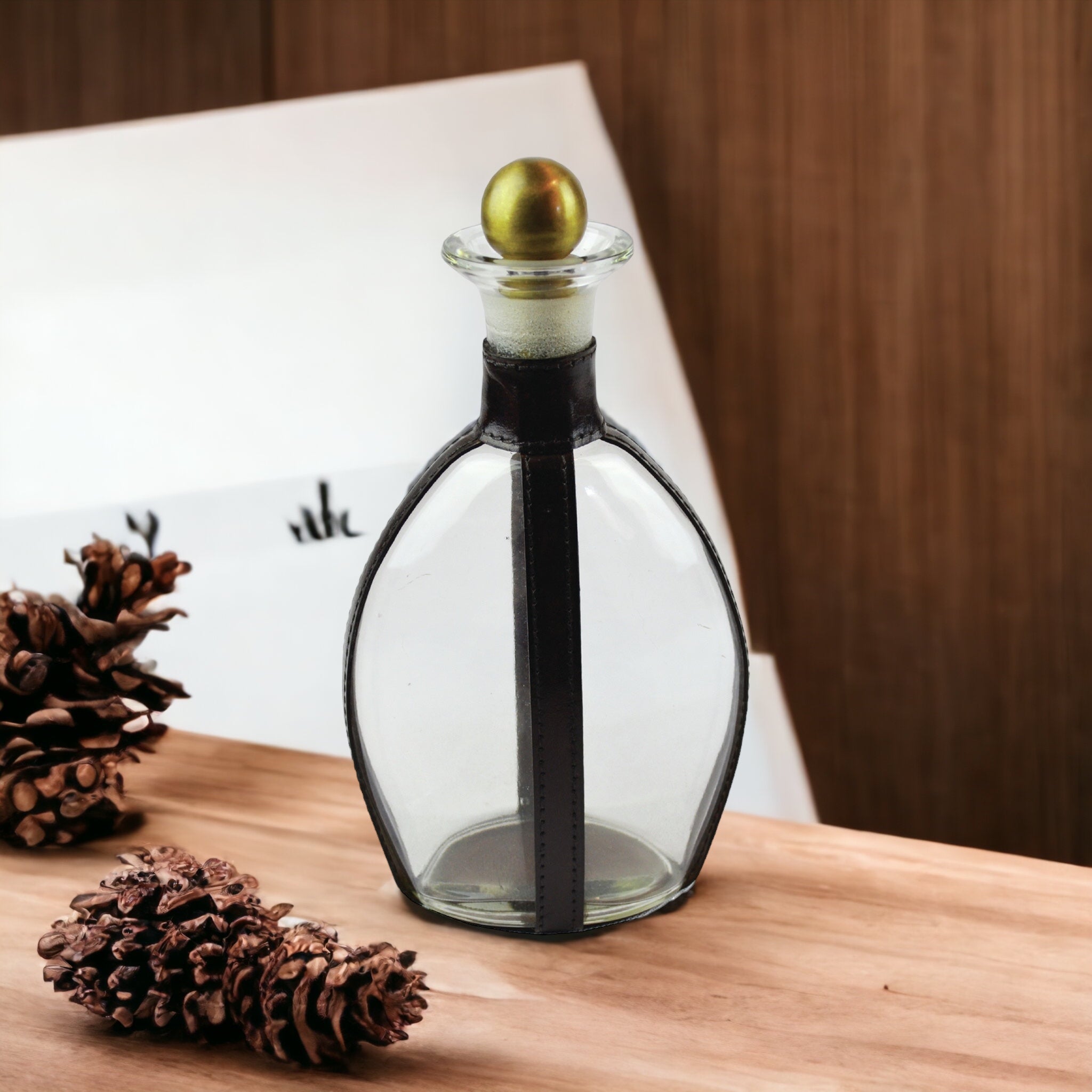 Leather Strapped Decanter - Large (2 Colors to Choose)