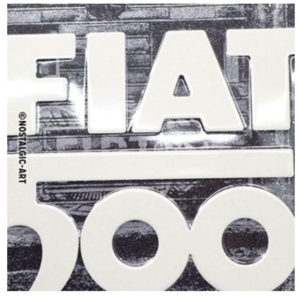 Fiat 500 Red Car Metal Sign