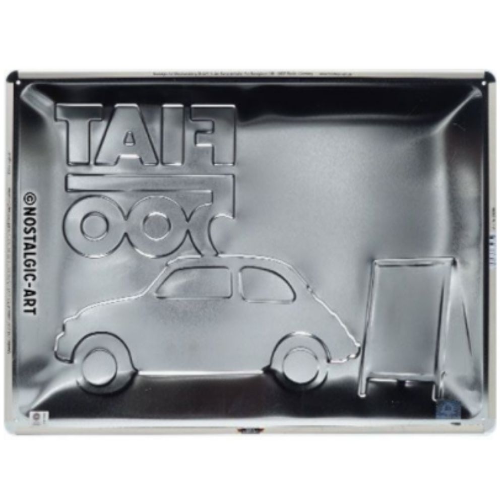 Fiat 500 Red Car Metal Sign