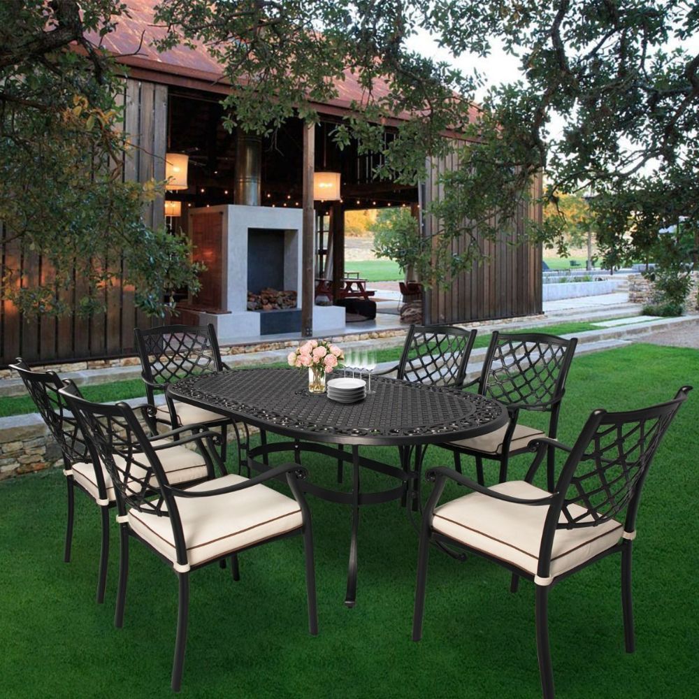 6 Seater Oval Island Breeze Outdoor Dining Set