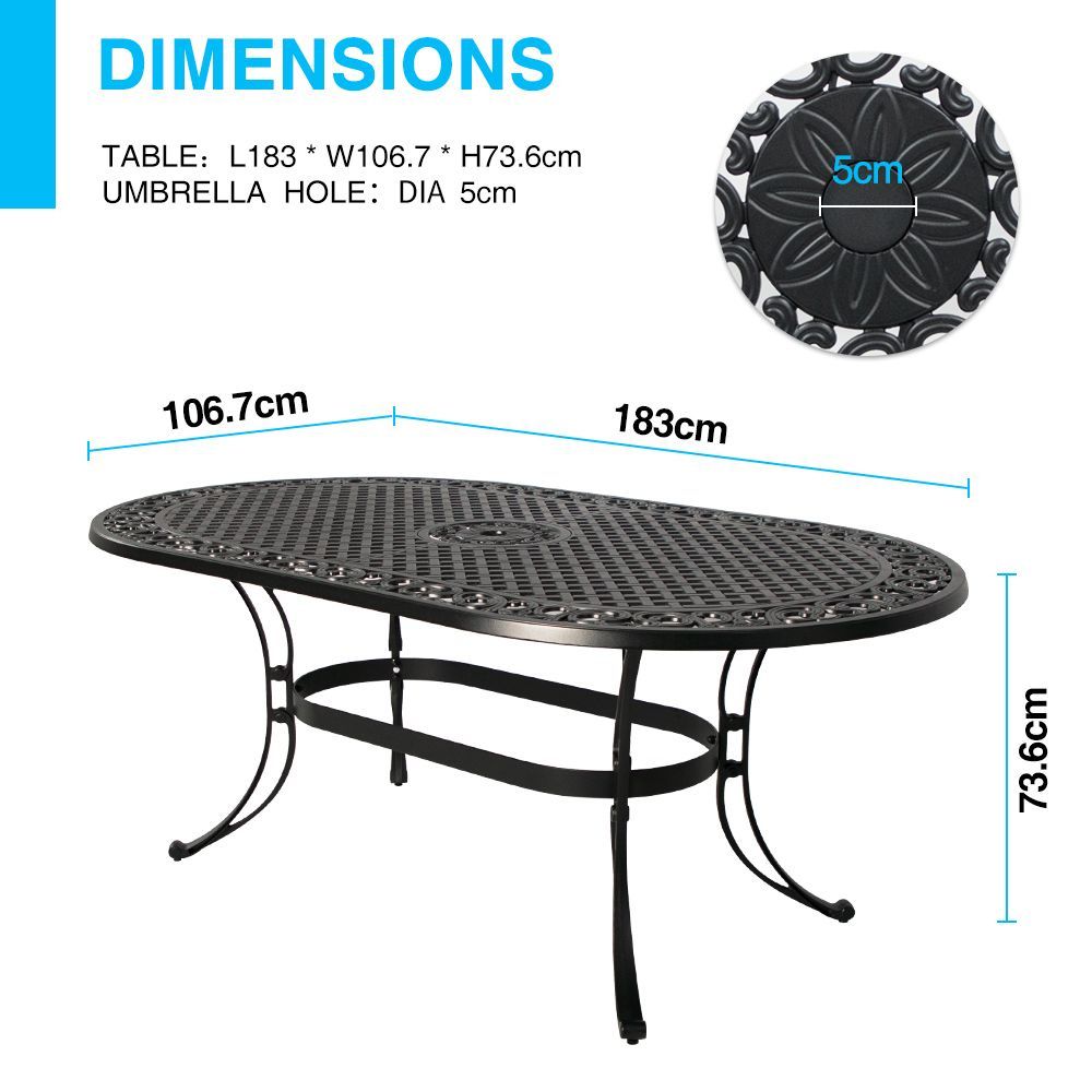 Island Breeze Cast Aluminium Oval Outdoor Dining Table