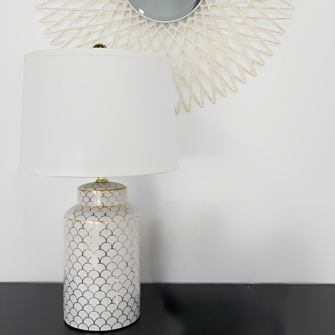 Geo Gold Pattern Ceramic Table Lamp