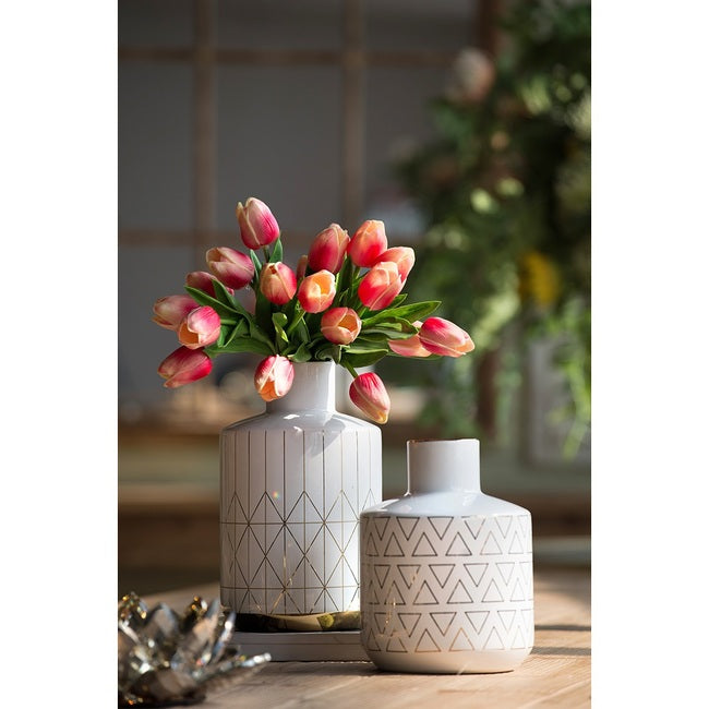 Geo Patterned Ceramic Vase (2 Sizes to Choose)