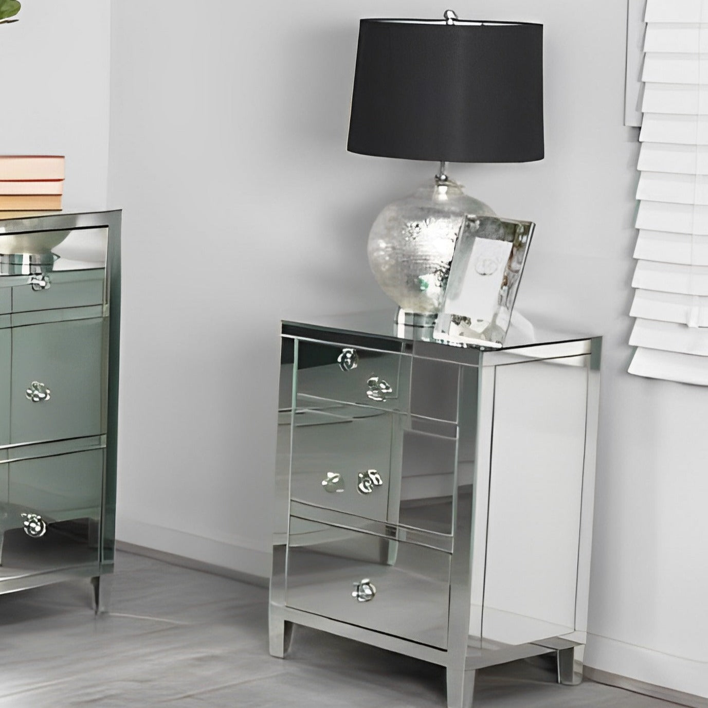 Glamour Mirrored 3 Drawer Bedside Table