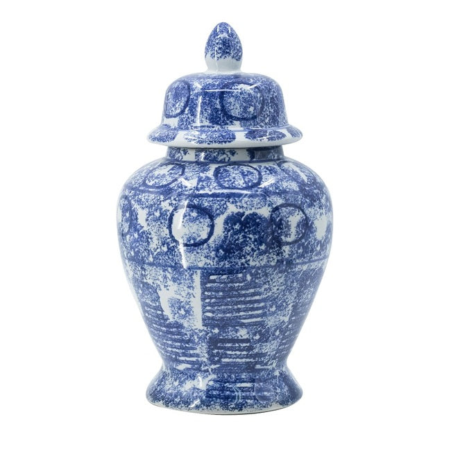 Blue & White Abstract Ginger Jar