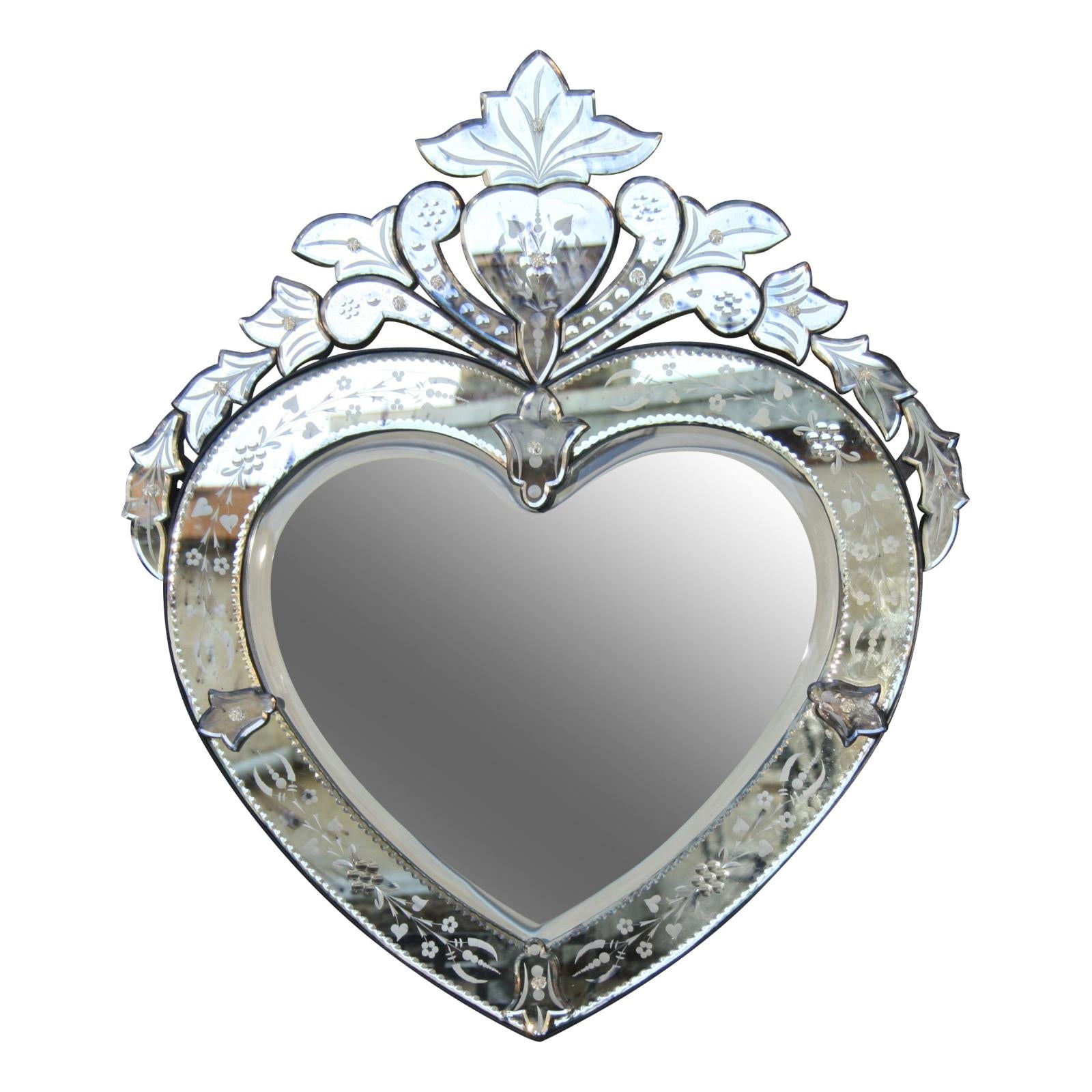 Venetian Heart Shaped Wall Mirror