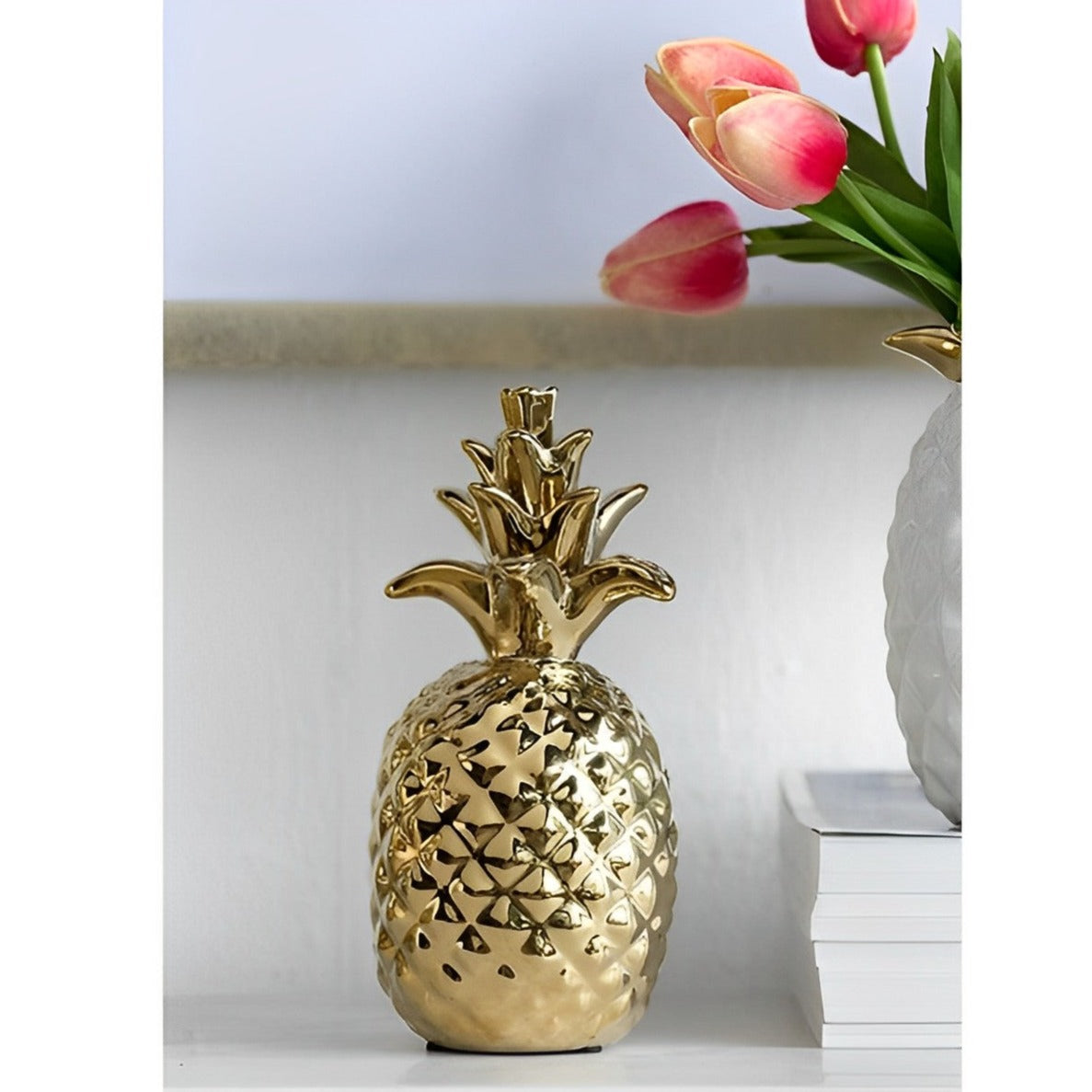 Golden Pineapple Ceramic Ornament (Choose from 2 Sizes)
